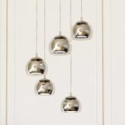 Hængelampe Rocamar 1, krom, Ø 59 cm, 5 lyskilder, metal/glas