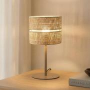 Bordlampe Calma, beige, raffia, højde 38 cm, E27