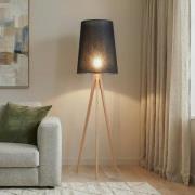 Gulvlampe Walz, sort, træ, højde 175 cm, E27