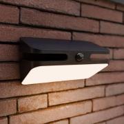 LED-solcelledrevet udendørs væglampe AERO, sort, 21 cm, sensor, IP54