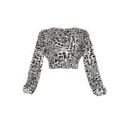 Leopard Printet Crop Top med Åben Ryg