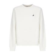 Hvid Crewneck Sweatshirt med Logo Patch