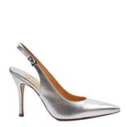 Sølv Lamineret Slingback Pumps