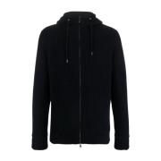 Blå Parka AW23, Stilfuld Herre Zip-gennem Sweatshirt