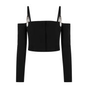 Sort Spænde Off-Shoulder Crop Top