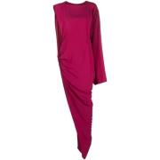 Fuchsia Draperet Asymmetrisk Maxi Kjole