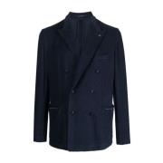 Navy Blue Dobbeltbrystet Blazer