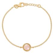 14 karat forgyldt sterlingsølv armbånd med glat cabochon-slebet rosa c...