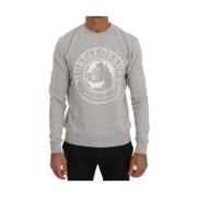 Grå Bomuld Crewneck Sweater med Morellosaurs Logo