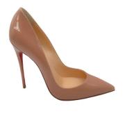 Beige Patent Læder Pumps