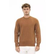 Beige Alpaca Læder Sweater