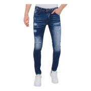 Strækbart denim med malingssplash Herre Slim Fit -1074