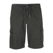 Bomuld Cargo Shorts - Grøn, Lige Pasform, Broderet Logo