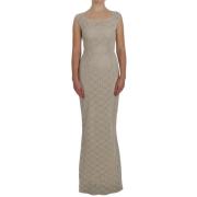 Anledning Kjoler - Beige Blomstret Ricamo Cutout Maxi Kjole