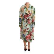 Blomstret Dobbelt Brystet Trenchcoat