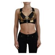 Sort Guld Ærmeløs Cropped Bustier Top