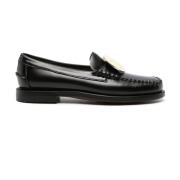 Sorte Smiley Face Læder Loafers