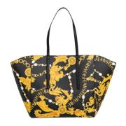 Abstrakt Multifarvet Chain Couture Tote Taske