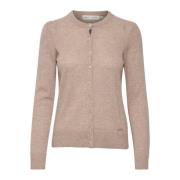 Beige Melange Cashmere Cardigan