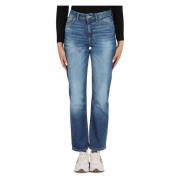 Straight High Jeans med Fem Lommer