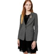 Pied-de-Poule Blazer med Aftagelig Stenbroche