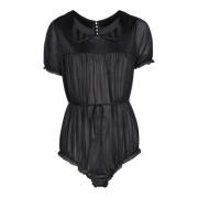 Sort Organza Bodysuit med Peter Pan Krave