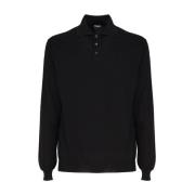 Sort Polo Shirt med Lange Ærmer