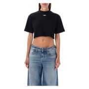 Sort og hvid Rib Crop Tee