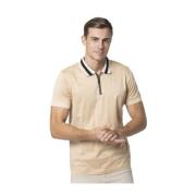 Beige Zip Tricolor Polo