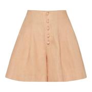 Flared Linen Shorts