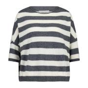 Stribet Oversize Pullover i Uld-Mix