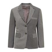 Elegant V-Neck Blazer med All-Over Mønster