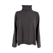 Grå Lurex Turtleneck Sweater til Kvinder