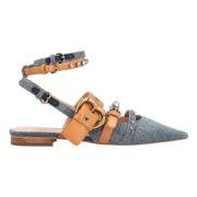 Denim slingbacks med rhinsten