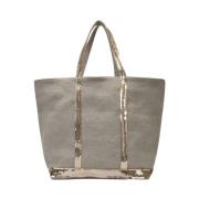 Linned Tote Taske i Gris-Sable