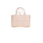 Peach Pink Maxi Intrecciato Tote Taske med Guld Hardware