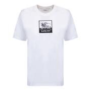 Hvid Rundhals T-Shirt med Broderet Logo