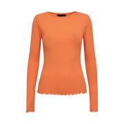 Natalia Rund Hals Bluse LS - Mandarin