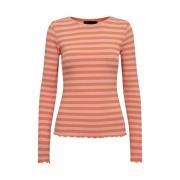 Natalia Rund Hals Bluse - Rose Orange Stripe