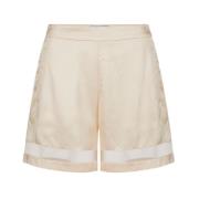 Pudderfarvede satin shorts med organza bånd