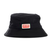 Sort Logo Bucket Hat med Rød og Hvid Front