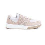 Beige Suede Perforerede Sneakers