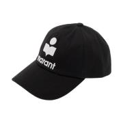 Sort baseball cap med logo print