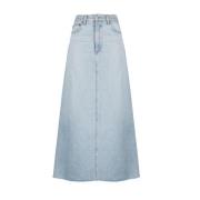 Maxi Denim Nederdel med Frynsekant