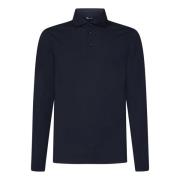 Blå Polo Shirt med Tre Knapper