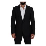 Sort Uld Stretch Slim Fit Jakke Blazer