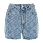 Printede denim shorts