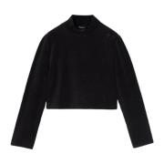 Sort Strikket Turtleneck Sweater