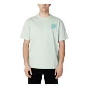 Grøn Ensfarvet Rund Hals T-shirt