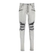 Faded imiteret læder slim jeans